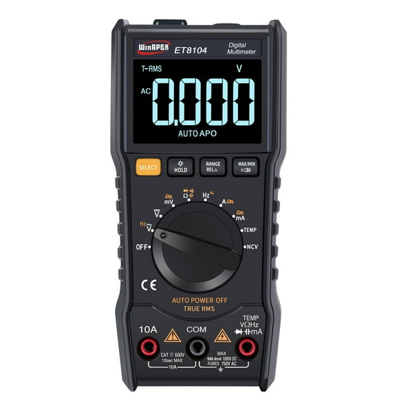 WinAPEX ET8104 LCD Color Screen Display Portable Auto Measure Multimeter AC/DC Voltage Current Capacitance Resistance Meter True RMS 9999 Counts Display with Flashlight Function