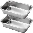 thumbnail image 2 of 2PCS Stainless Steel Baking Pans - 9x13 Inch Rectangle Lasagna Pan Set - Deep Dish, Stackable - For Lasagna, Casserole, Brownies, Cookies - Oven Safe, 2 of 4