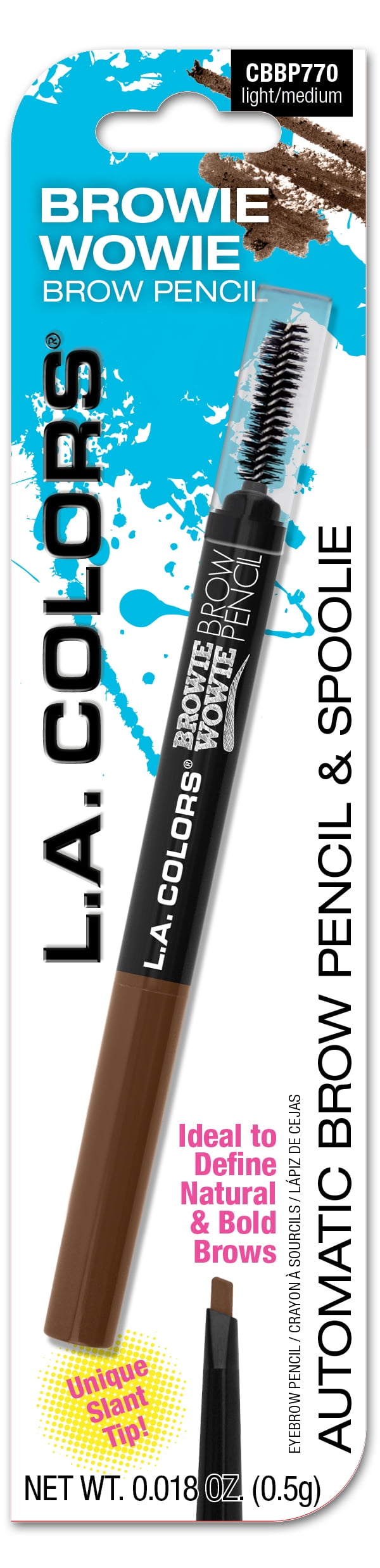 L.A. COLORS Browie Wowie Auto Brow Pencil with Spoolie, Light/Medium, 0.007 fl oz