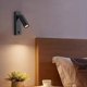 thumbnail image 3 of Lámpara de Pared LED de Lectura con Protección Ocular, Giratoria 360°, Plegable, de 5 W, Antideslumbrante, para Hotel, Estudio, Dormitorio, Pasillo, Color Negro., 3 of 5
