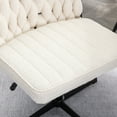 thumbnail image 6 of White Armless Office Desk Chair No Wheels, Height Adjustable Wide Seat Computer Task Chair, Teddy Fabric Mid Back Accent Chair for Living Room Bedroom, 6 of 7