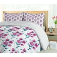 thumbnail image 5 of Ambesonne Vintage Duvet Cover Sets, Poppies Leaves Buds, 2-Queen, Fuchsia and Petrol Blue, 5 of 7