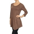 thumbnail image 2 of Women's Solid Lightweight Button Trim Detail Casual Tunic Top, 2 of 5