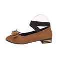 thumbnail image 3 of HomeDM Womens Low Block Mary Jane Shoes Closed Pointy Toe Elastic Ankle Strap Dressy Comfortable Dress Shoes, Brown Size 7.5, 3 of 9