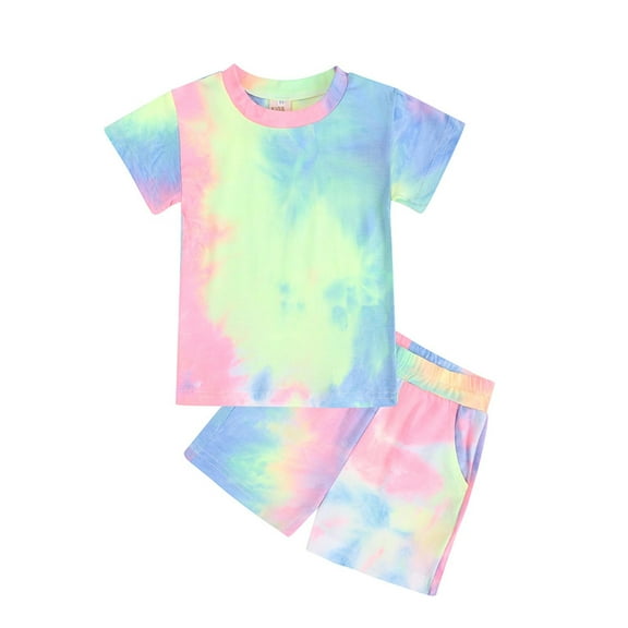 Odeerbi Baby Girls Boys Clothes Baby Outfits Shirts Sets Toddler Set Tie-dye Short Sleeve Shorts 2025 Casual Homewear Suit