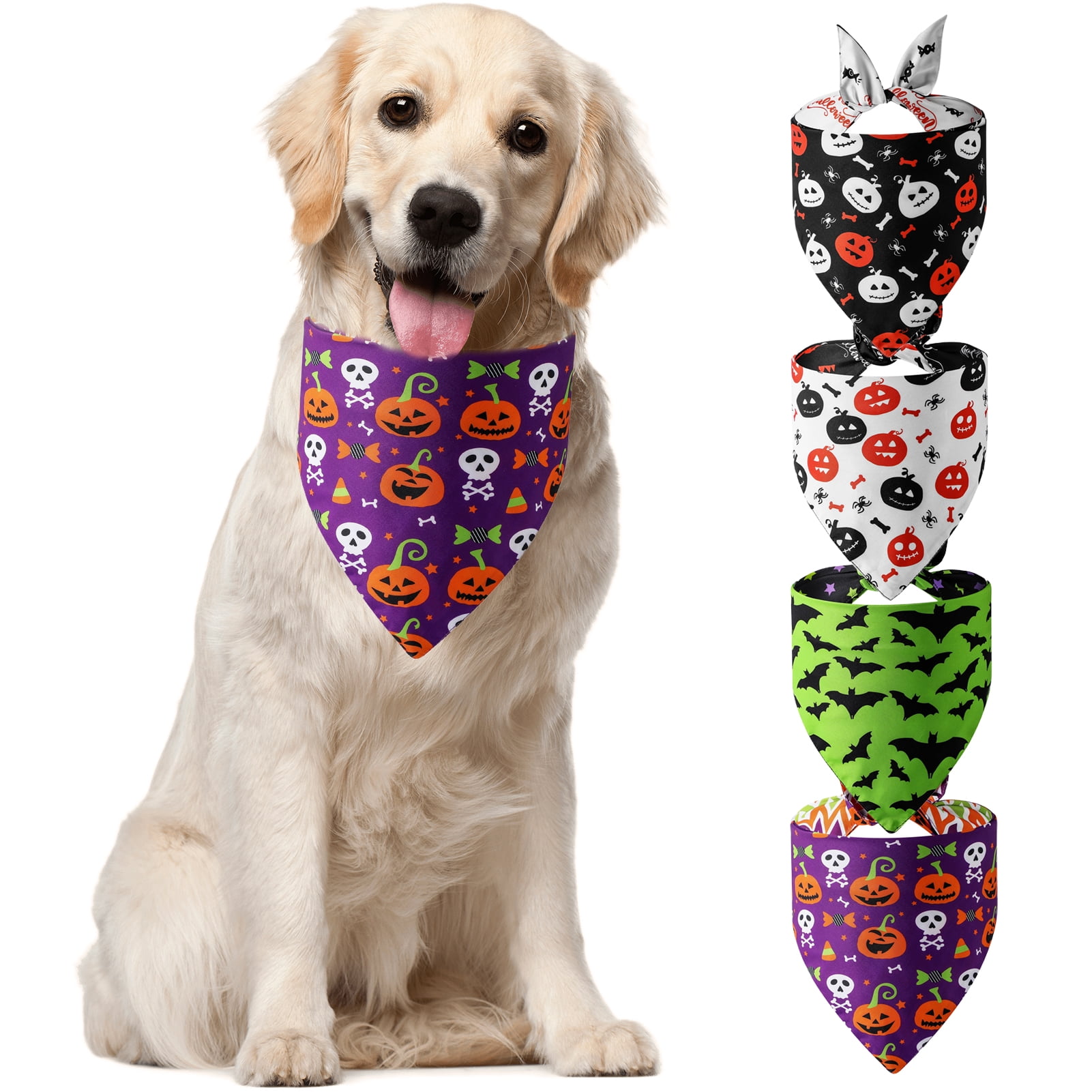 Travelwant Halloween Dog Bandana Pet Halloween Bandana Pumpkin Ghost