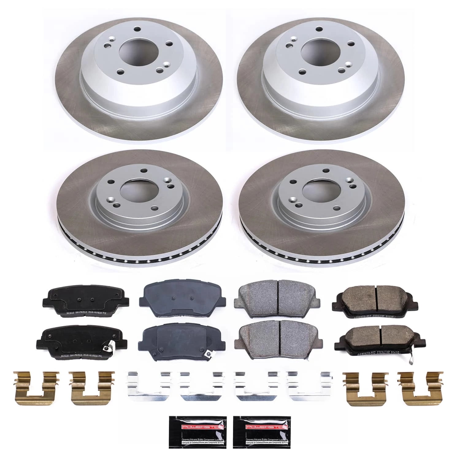 PowerStop Front and Rear Semi-Coated Rotor and Low-Dust Ceramic Brake Pad Kit SC5927
