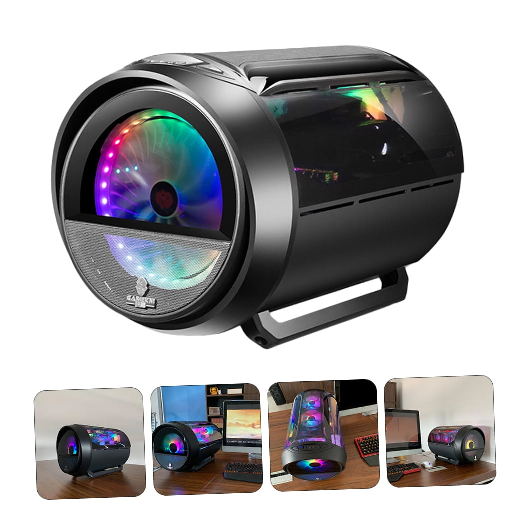 OUNONA Black Gaming PC Case with Transparent Side Window, Compact Size, 1.2mm Steel Frame for Desktop Build
