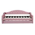 thumbnail image 6 of Harper & Bright Designs Twin Size Tufted Upholstered Daybed with Trundle, Twin Velvet Sofabed with USB & Charging Ports, Pink, 6 of 11
