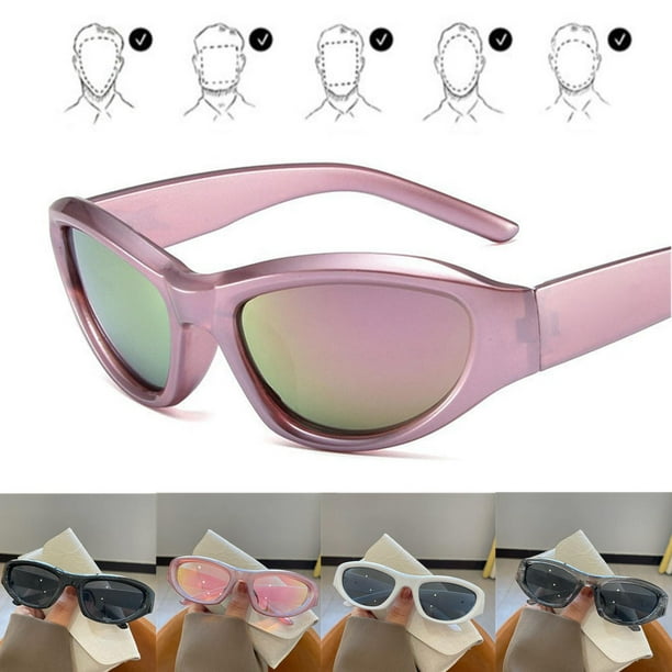YUANOU New Y2K Sports Punk Sunglasses Women Brand Designer Oval Goggle Men Luxury Sun Glasses UV400 Colorful Mirror Fashion Eyewear Black