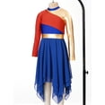 thumbnail image 5 of TSSOE Kids Girls' Metallic Color Block Contemporary Praise Dance Dress Irregular Hem Worship Praisewear Royal Blue 12, 5 of 7