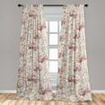 thumbnail image 2 of Vintage Window Curtains, Romantic and Nostalgic Themed Ornament of Floral Blooming Art Print, Lightweight Decor 2-Panel Set with Rod Pocket, Pair of - 28"x84", Eggshell and Pale Ruby, by Ambesonne, 2 of 3