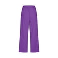 thumbnail image 4 of felwors Generic Capri Pants for Women Casual 2024 Summer Drawstring Elastic High Waist Linen Pants Wide Leg Plus Size Lounge Capris Purple, XXL, 4 of 5