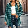 thumbnail image 3 of Tsivenald Womens Plaid Flannel Shirts Casual Roll up Long Sleeve Boyfriend Button Down Checkered Shirt, 3 of 7