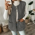 thumbnail image 5 of Women's Fleece Vest Double-Sided Velvet Cardigan Pocket Round Neck Sleeveless (Dark Gray XL), 5 of 8