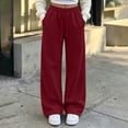 thumbnail image 2 of Liuinsasek Women's Winnter Casual Comfortable Outdoor Sports Pants Solid Color High Waisted Loose With Drawstring And Pocket Pants Straight Leg Sweat Pants, 2 of 10
