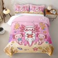 thumbnail image 2 of Manfei Underwater Friends Bed Spread Queen,Cute Axolotl Queen Coverlet Set For Girls,Pink,3 Pieces, 2 of 7