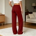 thumbnail image 6 of Yoga Pants for Women Elastic Waist Pocket Sport Wide Leg Pants Casual Solid Color Running Trousers, 6 of 7