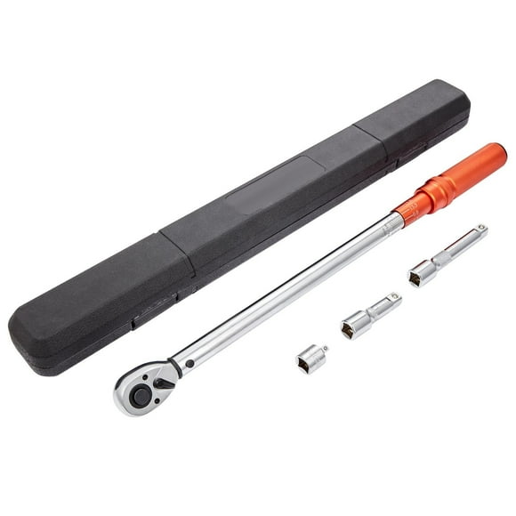 Torque Wrench, 1/2" Drive Click Torque Wrench 20-250ft.lb/34-340n.m, Dual-Direction Adjustable Torque Wrench Set, Mechanical Dual Range Scales Torque Wrench Kit with Adapters Extension Rod