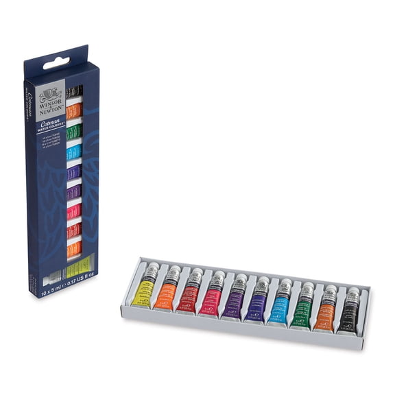 Winsor & Newton Cotman Watercolors - Set of 10, Assorted Colors, 5 ml Tubes