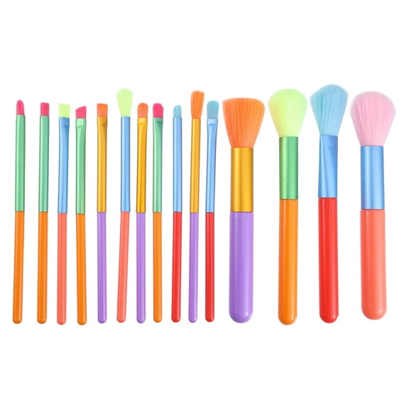 Unique Bargains 15 Pcs Makeup Brushes Concealer Brush Loose Professional Blush Brush Plastic Metal Handle Multicolor
