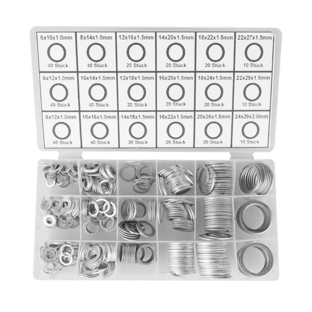 450pcs Aluminum Washer Gasket Set Flat Ring Seal Assortment Kit 18 sizes 