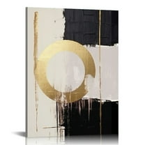 ARISTURING Neutral Wall Art Black and Beige Poster Gold Foil Canvas Painting Geometric Abstract Art Print Black and Beige Canvas Wall Art Black and Gold Abstract Poster Extra Abstract Wall Art