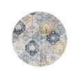 thumbnail image 6 of 5' Blue and Gray Round Geometric Washable Non Skid Area Rug, 6 of 9