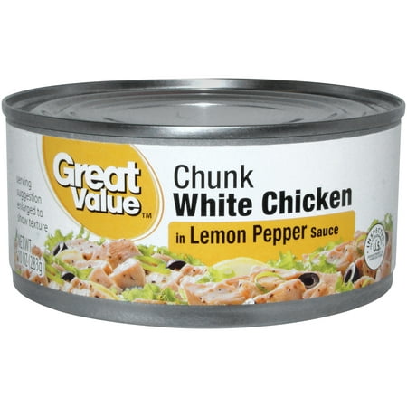 (3 Pack) Great Value Lemon Pepper Chunk White Chicken, 10