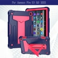 thumbnail image 5 of SaniMore Case for Amazon Fire HD 8 & 8 Plus (12th Generation, 2022), Shockproof Silicone Backplane & Rugged PC Frame Built-in Hidden Kickstand Anti-drop Heavy Duty Protective Case,  Navy/Rose, 5 of 7
