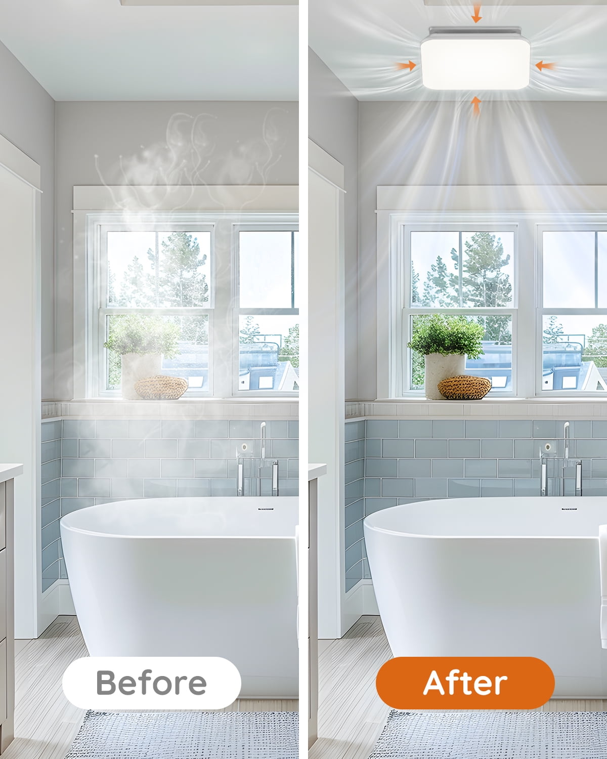 Bathroom Exhaust Fan with Light，1.0 Sones Bathroom Vent with Light，110 CFM 43W 1200LM Ceiling Mount Shower Ventilation Exhaust with Light，Bathroom Fan LED Light 3000K/4000K/5000K