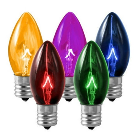 Pack of 100 Transparent Multi-Color C7 Twinkle Replacement Christmas ...