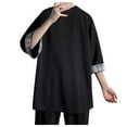 thumbnail image 2 of Big and Tall Shirts for Men Three Quarter Sleeve Solid Color T Shirt Large Size Large Half Sleeve Summer Loose Crew Neck Light Top And Handsome Trendy Short Long Sleeves for Men Compression 4XL, 2 of 7