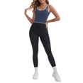 thumbnail image 2 of INSPIRE CHIC Women's Wide Straps U-Neck with Padded Push Up Camisole Elastic Tight Colorblock Cropped Workout Tank XL Blue, 2 of 6