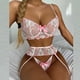 thumbnail image 2 of Conjuntos de bikini de tres piezas de lencería sexy sin alambre bordado de encaje a la moda para mujer Fridja nalpqowj12778, 2 of 8