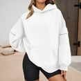 thumbnail image 2 of Fiaer Women's Hoodie Plus Size Long Sleeve Hooded Sweatshirts Loose Fit Fashion V Neck Tops with Multiple Pocket White XL, 2 of 6