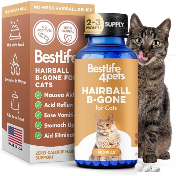Hairball B-Gone Hairball Treatment for Cats, Supports Natural Hair Passage & Digestion, 2-3 Month Supply