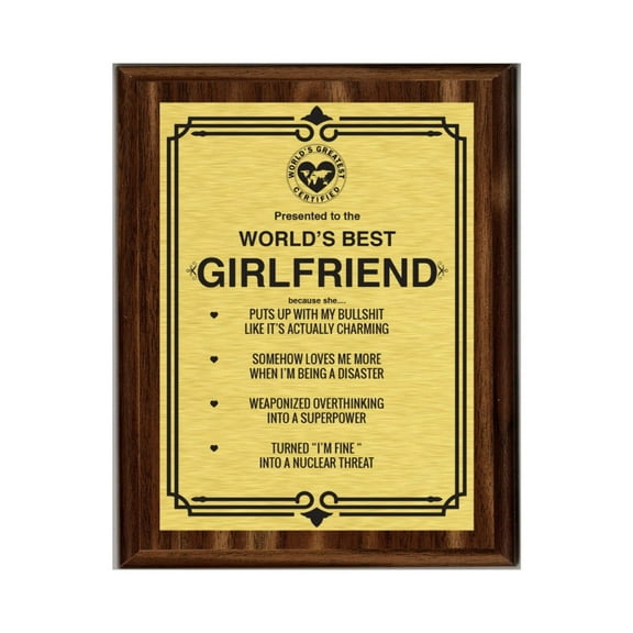 LEMONSODA Engraving Worlds Greatest Plaques (Best Girlfriend in The World, Gold)