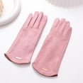 thumbnail image 1 of Guantes gruesos y cálidos de invierno para mujer, guantes abiertos para montar al aire libre, guantes de gamuza con forro polar a la moda, 1 of 5