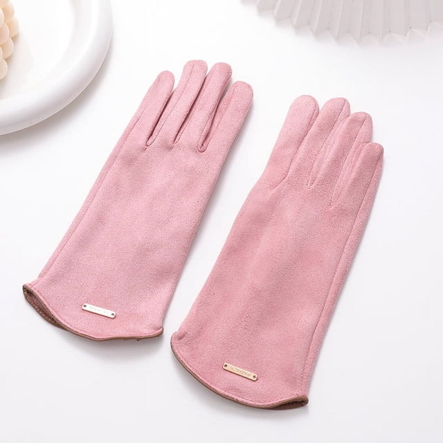 Guantes gruesos y cálidos de invierno para mujer, guantes abiertos para montar al aire libre, guantes de gamuza con forro polar a la moda