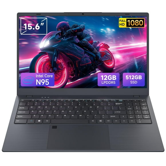 Akocrsiy 15.6 Inch Student Business Laptop Computer, LPDDR5 12GB RAM 512GB ROM, Intel N95 Processor(Up to 3.4GHz), Windows 11 Pro with FHD IPS Display, WiFi 5, Bluetooth