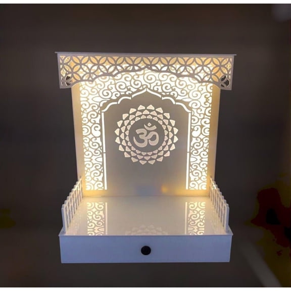 Wooden Designer Pooja Temple For Home With LED Lights / Customized Pooja Mandir / Wall Hanging And Table Top Mandir / Hindu Temple For Home
