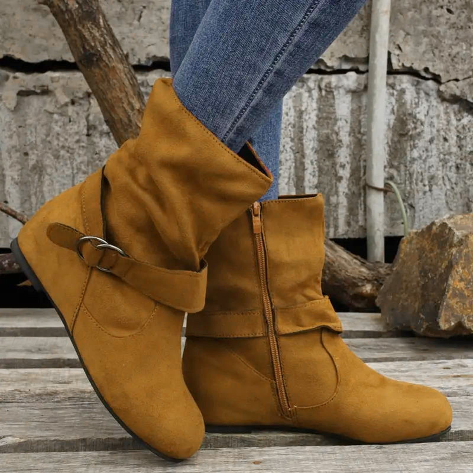 YELLO LOW HEEL SHORT BOOTS
