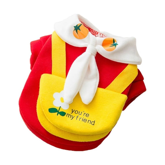 Warm Plush Sweater Coat Bow Tie Spring Autumn Winter Pet Costumes Pet Supplies For Small Dogs Cat Dog Clothing RED S RED TOMATO EGGS