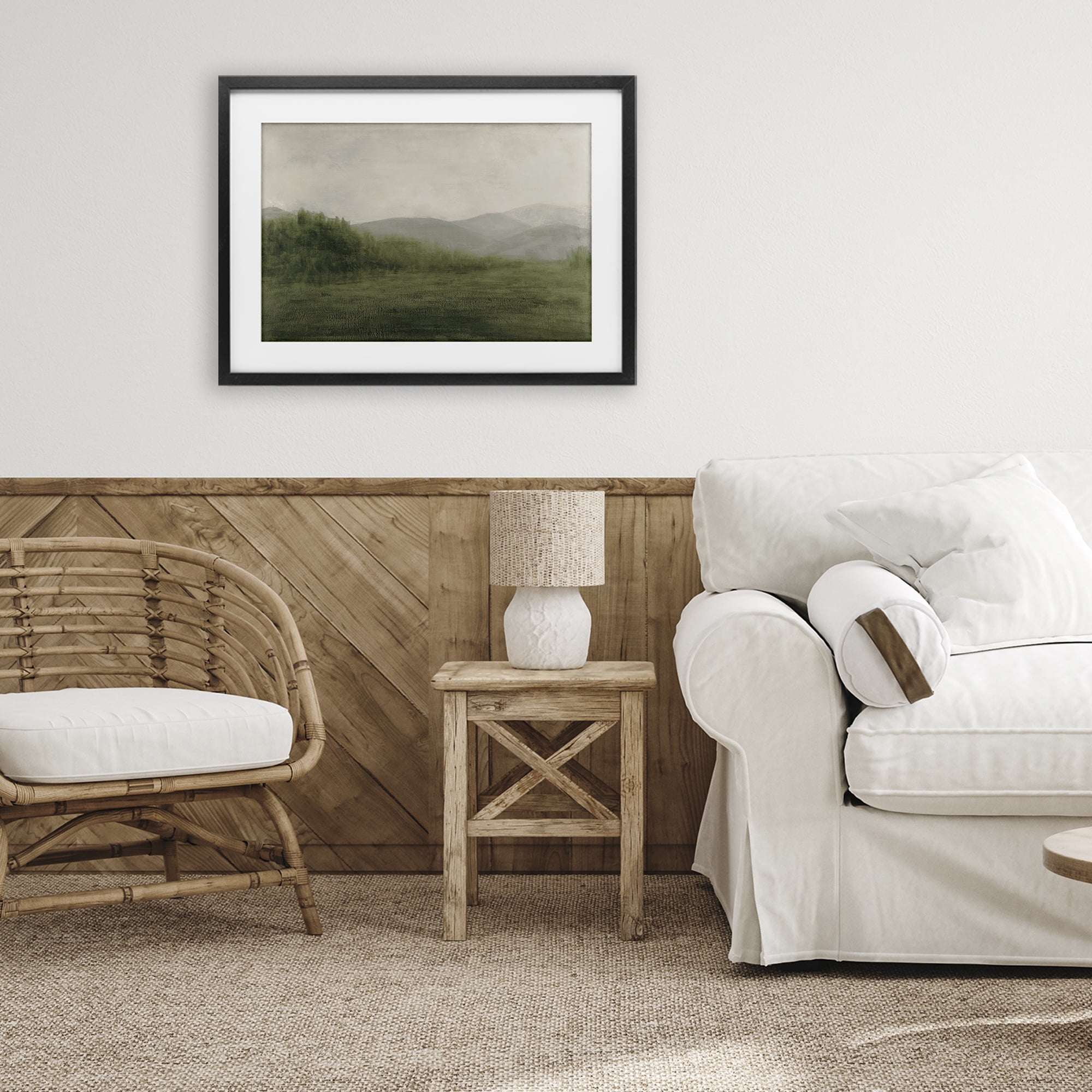 Stupell Industries Fog Green Countryside Black Framed Print Under Glass, design by Walt Johnson