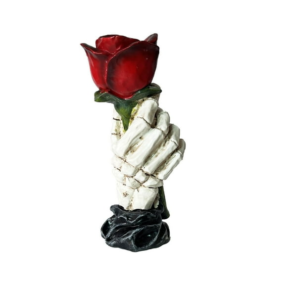 MVRLSH Clearance! Eternal Flame Skeleton Hand Candle Sticks Holder Decor Gothic Decor Hand Painted Resin Candle Holder With Red Rose Halloween Home Bar Decor