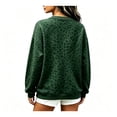 thumbnail image 4 of Women's Leopard Print Sweatshirt, Crewneck Long Sleeve Pullover Pullover for Casual Daily Wear & Outing, Dark Green, 2XL, 4 of 4