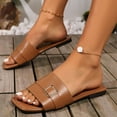 thumbnail image 6 of THDHVS Wide Sandals for Women,Sandals Women,Women's Fashion Casual Summer Solid Color Flat Square Head Belt Buckle One-Line Beach Shoes Brown 7, 6 of 6