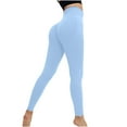 thumbnail image 3 of DDAPJ pyju Seamless Butt Lifting Workout Leggings for Women Stretchy High Waist Tummy Control Yoga Pants Compression Contour Tights on Clearance Light Blue M, 3 of 4