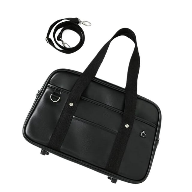 kurtrusly PU Shoulder Bag Waterproof For Student Laptop With Large Capacity Backpack Lightweight Travel Work black medium size